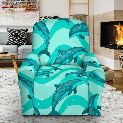 Dolphin Wave Print Recliner Slipcover-JORJUNE.COM