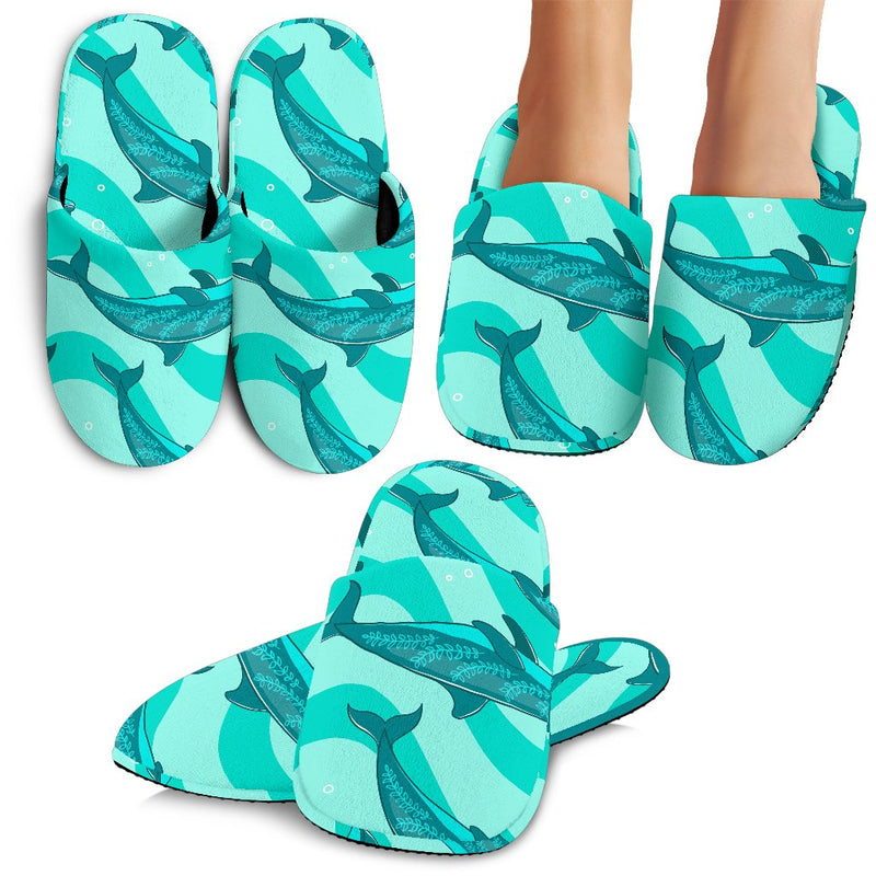 Dolphin Wave Print Slippers