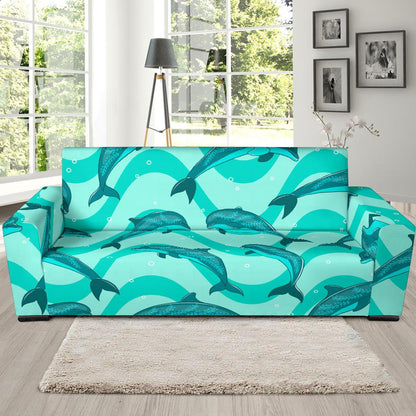 Dolphin Wave Print Sofa Slipcover-JORJUNE.COM