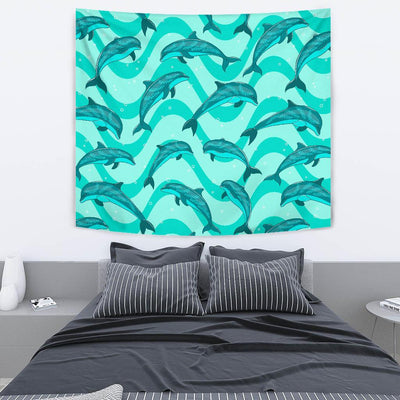 Dolphin Wave Print Tapestry