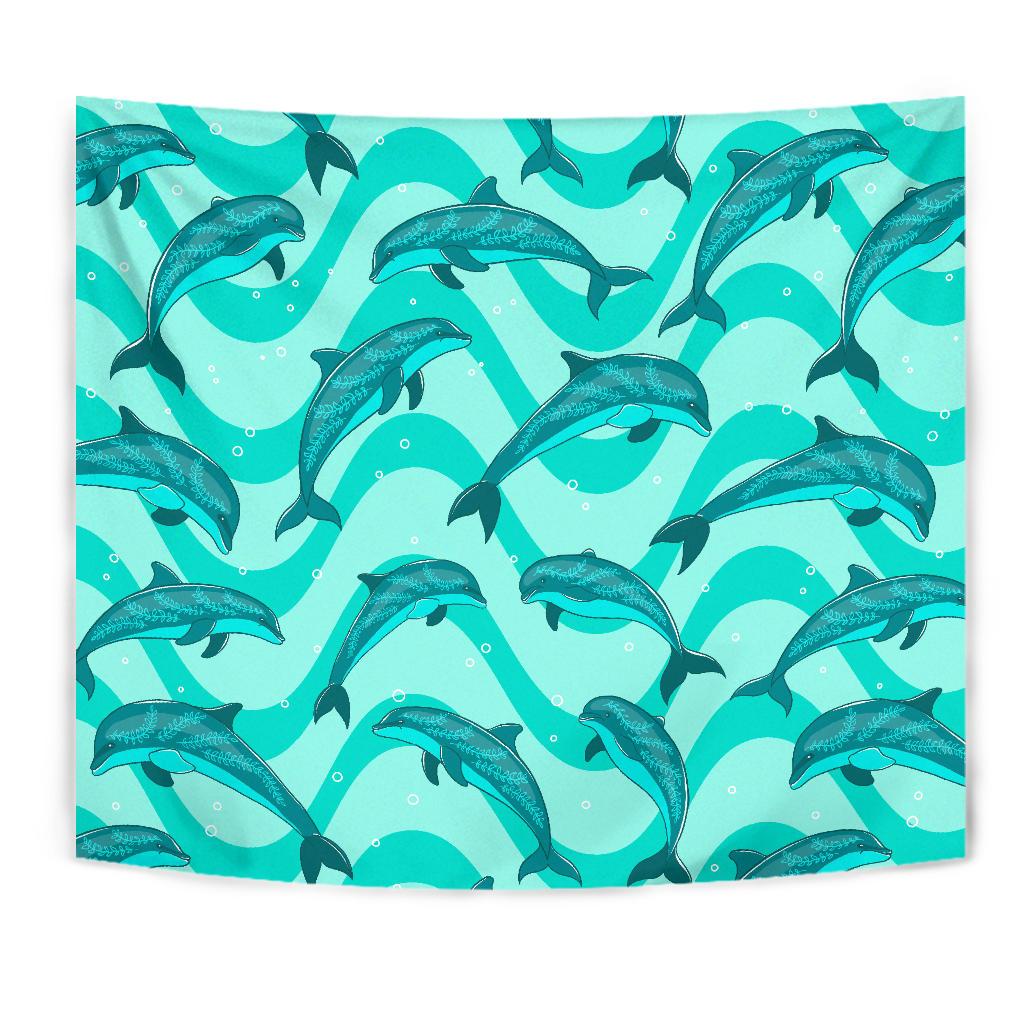 Dolphin Wave Print Tapestry