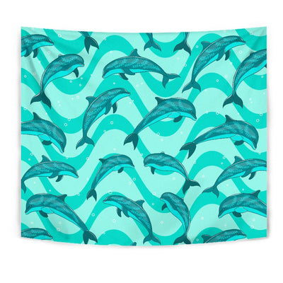 Dolphin Wave Print Tapestry