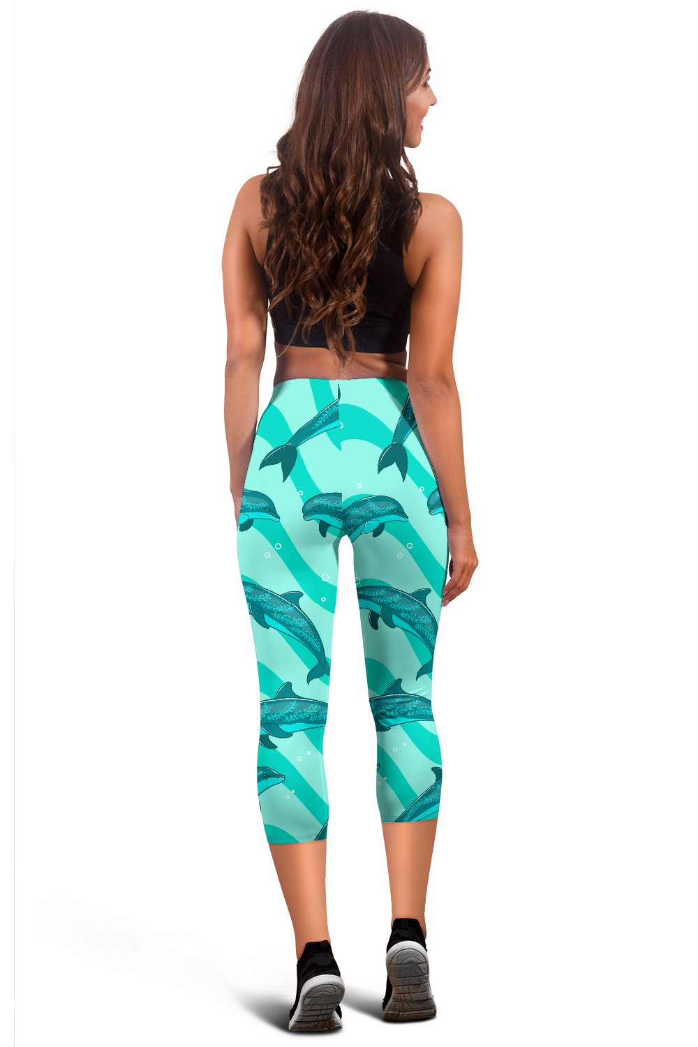 Dolphin Wave Print Women Capris