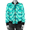 Dolphin Wave Print Women Casual Bomber Jacket