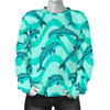 Dolphin Wave Print Women Crewneck Sweatshirt