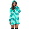 Dolphin Wave Print Women Hoodie Dress