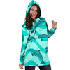 Dolphin Wave Print Women Hoodie Dress