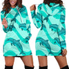 Dolphin Wave Print Women Hoodie Dress