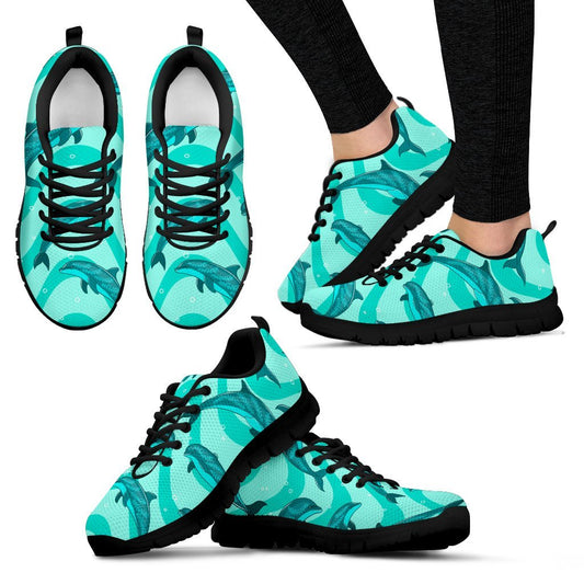 Dolphin Wave Print Women Sneakers