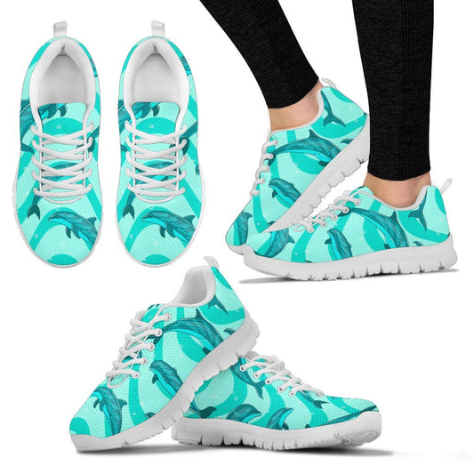 Dolphin Wave Print Women Sneakers