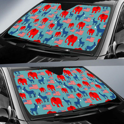 Donkey Red Elephant Pattern Print Design 03 Car Sun Shade-JORJUNE.COM