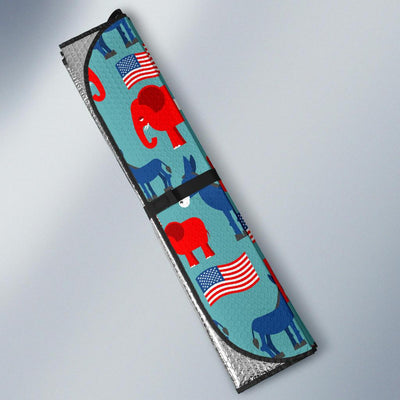 Donkey Red Elephant Pattern Print Design 03 Car Sun Shade-JORJUNE.COM