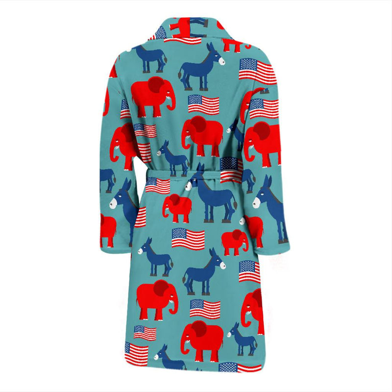 Donkey Red Elephant Pattern Print Design 03 Men Bathrobe-JORJUNE.COM