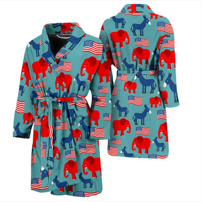 Donkey Red Elephant Pattern Print Design 03 Men Bathrobe-JORJUNE.COM