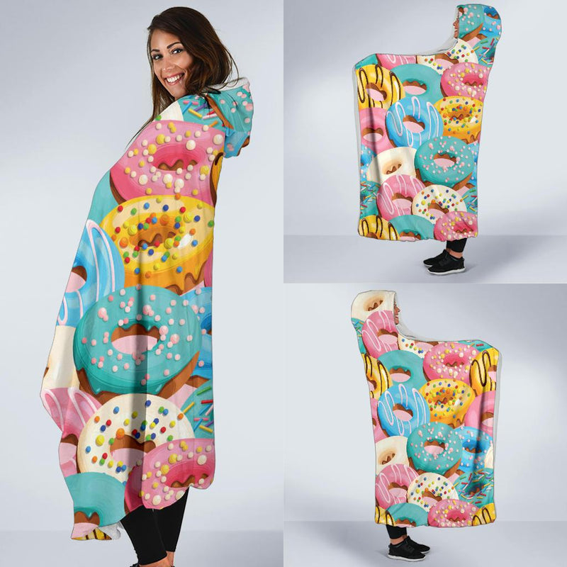 Donut Pattern Print Design DN01 Hooded Blanket-JORJUNE.COM