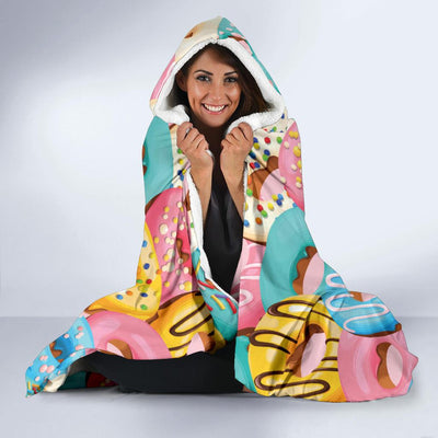 Donut Pattern Print Design DN01 Hooded Blanket-JORJUNE.COM