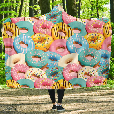 Donut Pattern Print Design DN01 Hooded Blanket-JORJUNE.COM