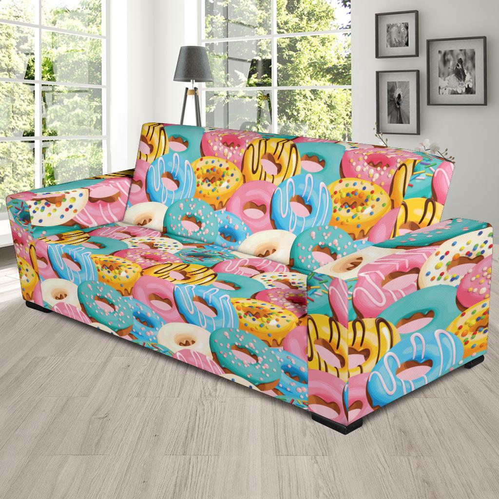 Donut Pattern Print Design DN01 Sofa Slipcover-JORJUNE.COM