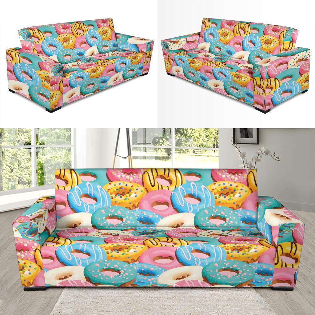 Donut Pattern Print Design DN01 Sofa Slipcover-JORJUNE.COM