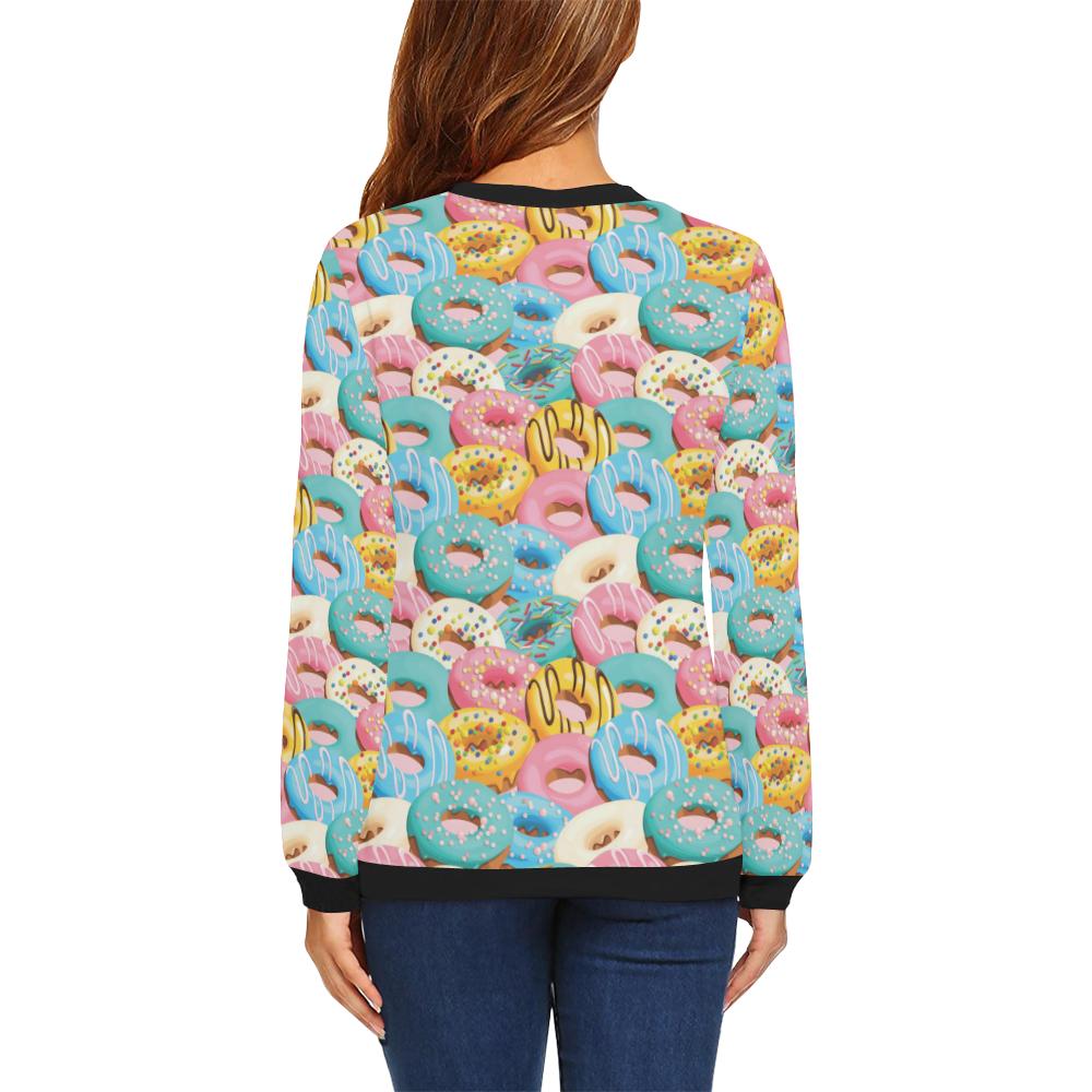Donut Pattern Print Design DN01 Women Long Sleeve Sweatshirt-JorJune