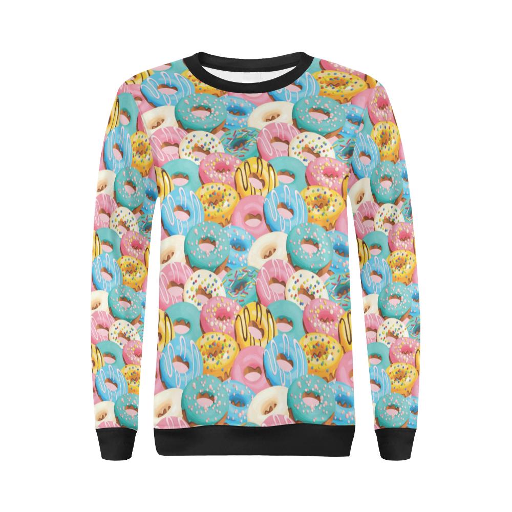 Donut Pattern Print Design DN01 Women Long Sleeve Sweatshirt-JorJune