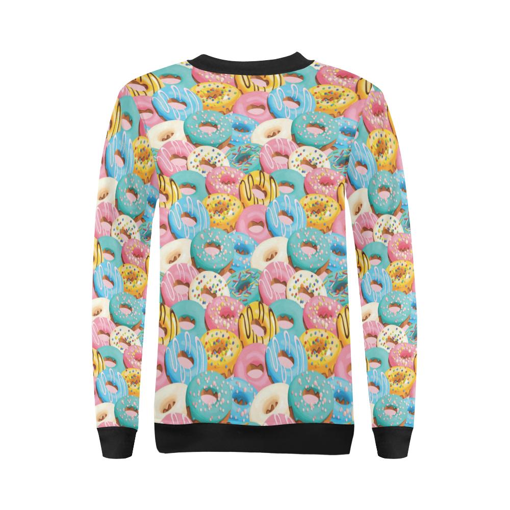 Donut Pattern Print Design DN01 Women Long Sleeve Sweatshirt-JorJune