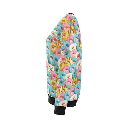 Donut Pattern Print Design DN01 Women Long Sleeve Sweatshirt-JorJune