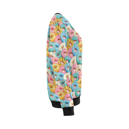 Donut Pattern Print Design DN01 Women Long Sleeve Sweatshirt-JorJune