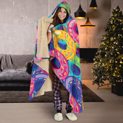 Donut Pattern Print Design DN010 Hooded Blanket-JORJUNE.COM