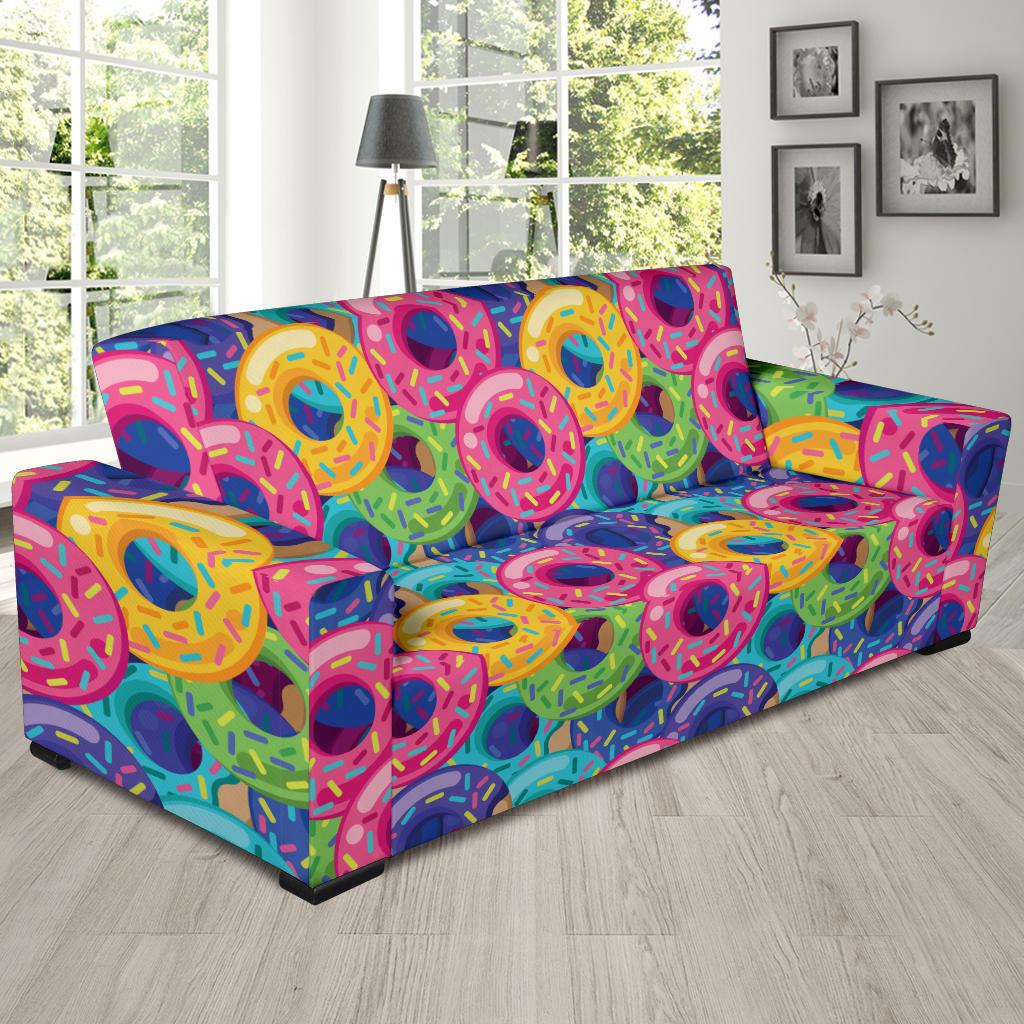 Donut Pattern Print Design DN010 Sofa Slipcover-JORJUNE.COM