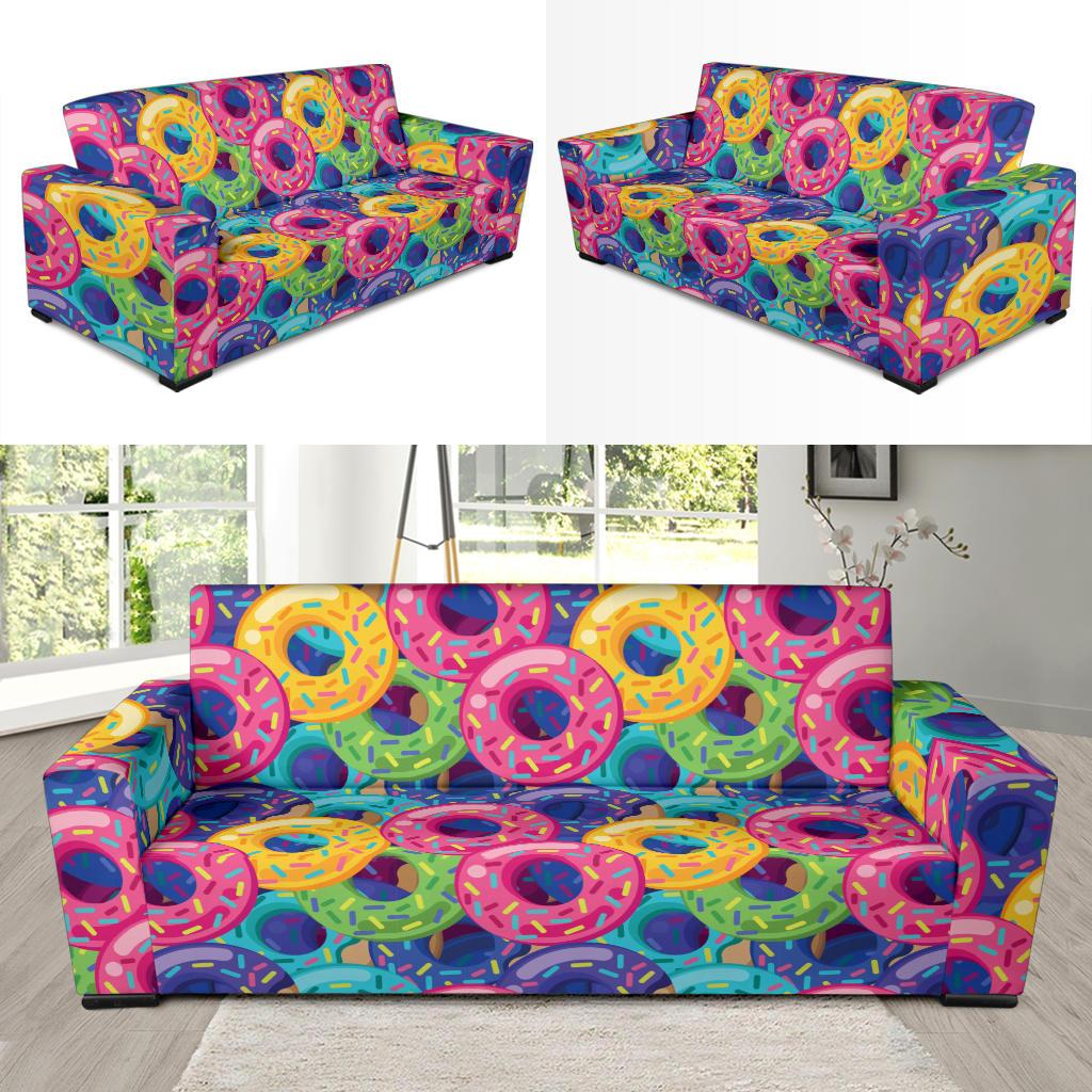 Donut Pattern Print Design DN010 Sofa Slipcover-JORJUNE.COM