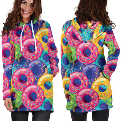 Donut Pattern Print Design DN010 Women Hoodie Dress