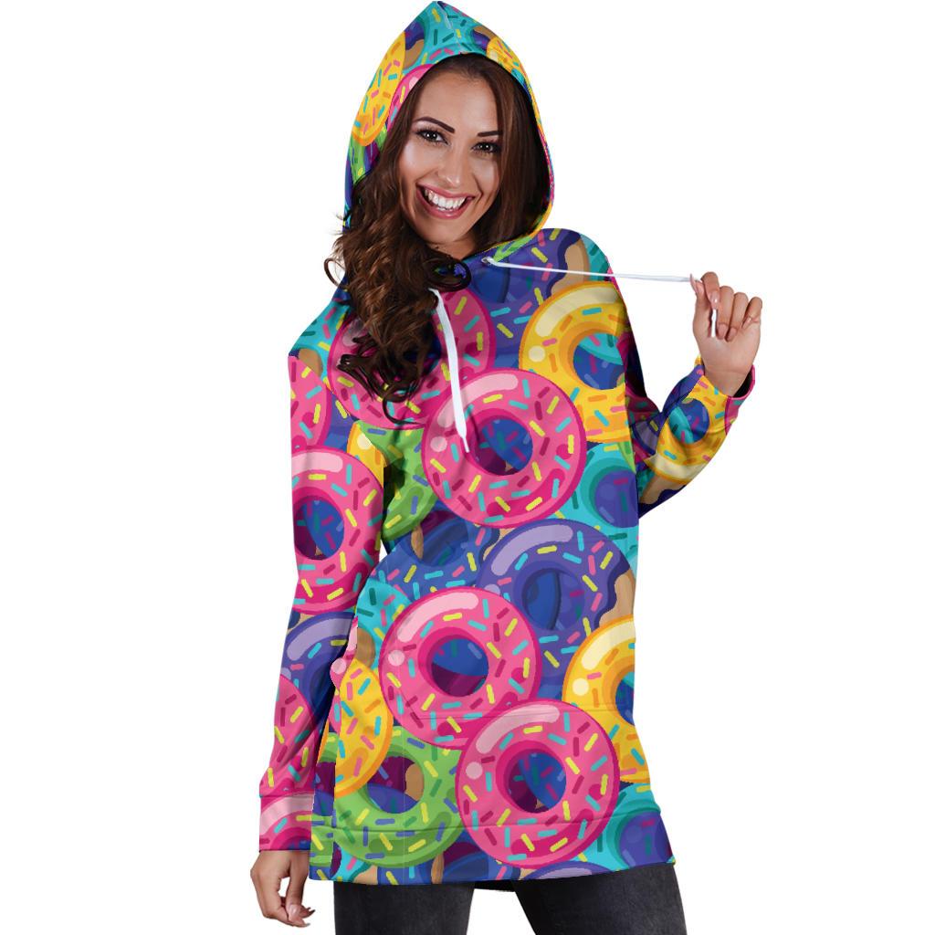 Donut Pattern Print Design DN010 Women Hoodie Dress