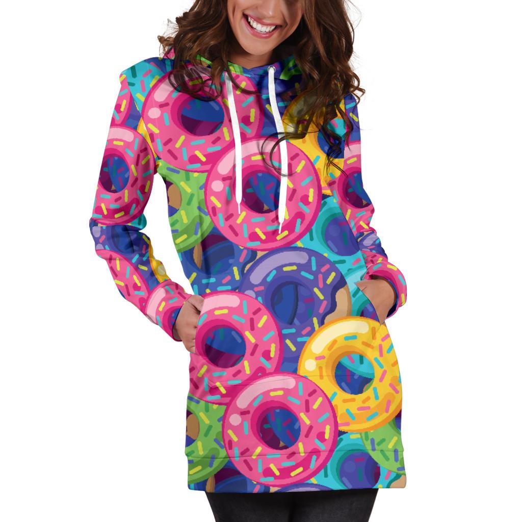 Donut Pattern Print Design DN010 Women Hoodie Dress