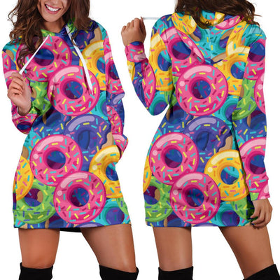 Donut Pattern Print Design DN010 Women Hoodie Dress