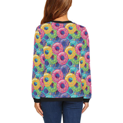 Donut Pattern Print Design DN010 Women Long Sleeve Sweatshirt-JorJune