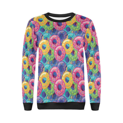 Donut Pattern Print Design DN010 Women Long Sleeve Sweatshirt-JorJune