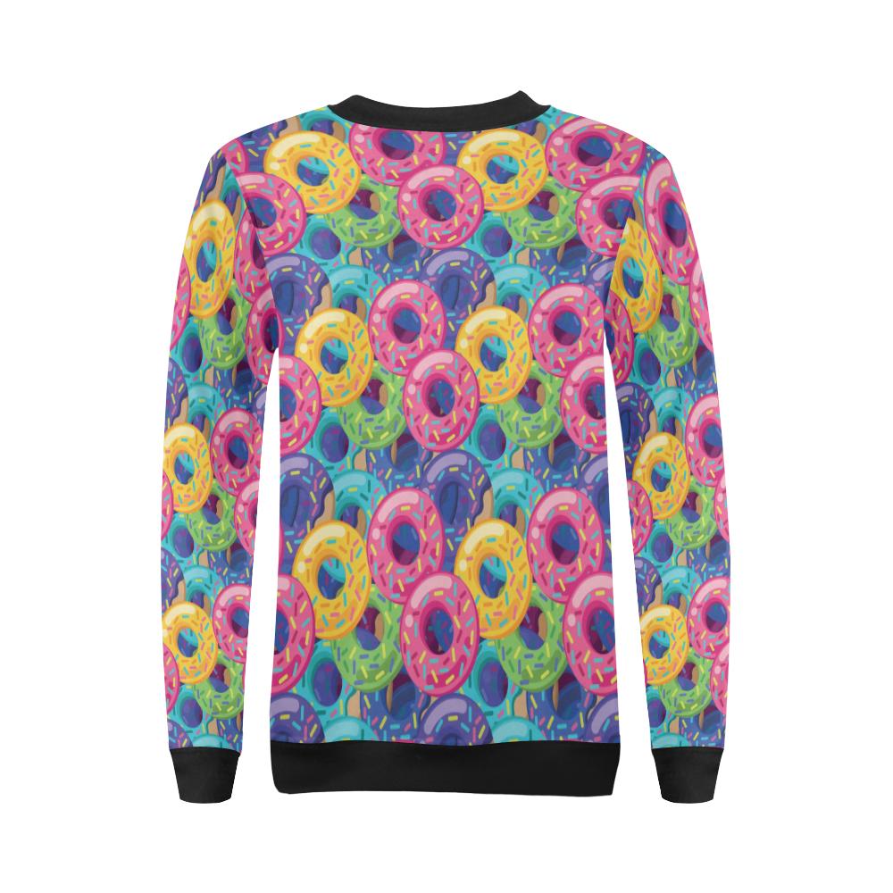 Donut Pattern Print Design DN010 Women Long Sleeve Sweatshirt-JorJune