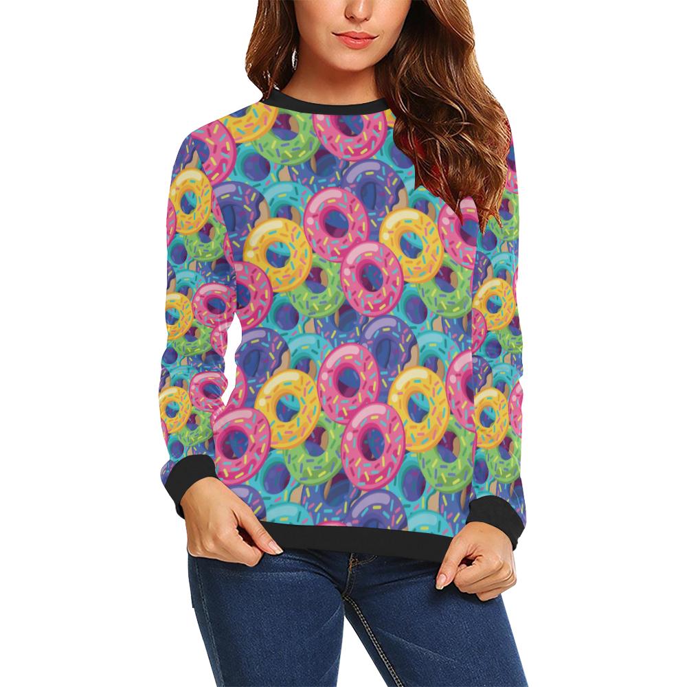 Donut Pattern Print Design DN010 Women Long Sleeve Sweatshirt-JorJune