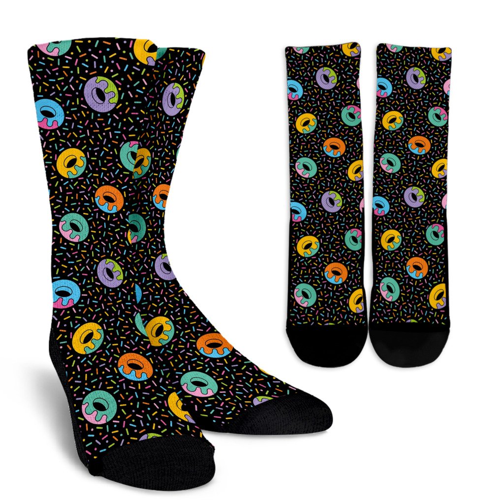 Donut Pattern Print Design DN012 Crew Socks-JORJUNE.COM