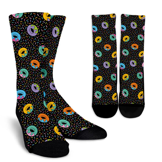 Donut Pattern Print Design DN012 Crew Socks-JORJUNE.COM