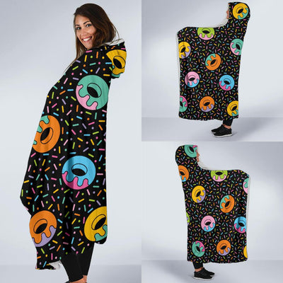 Donut Pattern Print Design DN012 Hooded Blanket-JORJUNE.COM