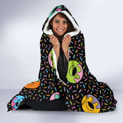 Donut Pattern Print Design DN012 Hooded Blanket-JORJUNE.COM