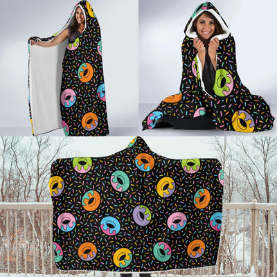 Donut Pattern Print Design DN012 Hooded Blanket-JORJUNE.COM