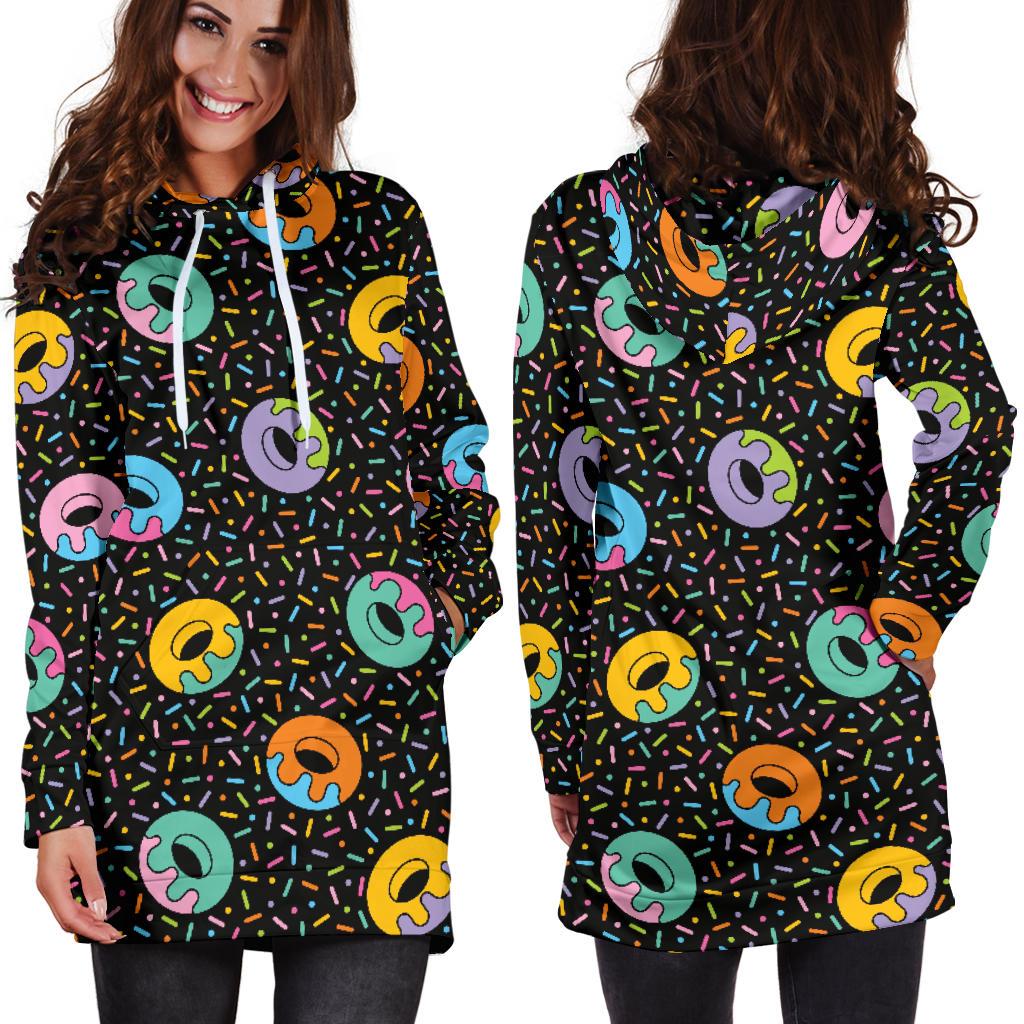Donut Pattern Print Design DN012 Women Hoodie Dress