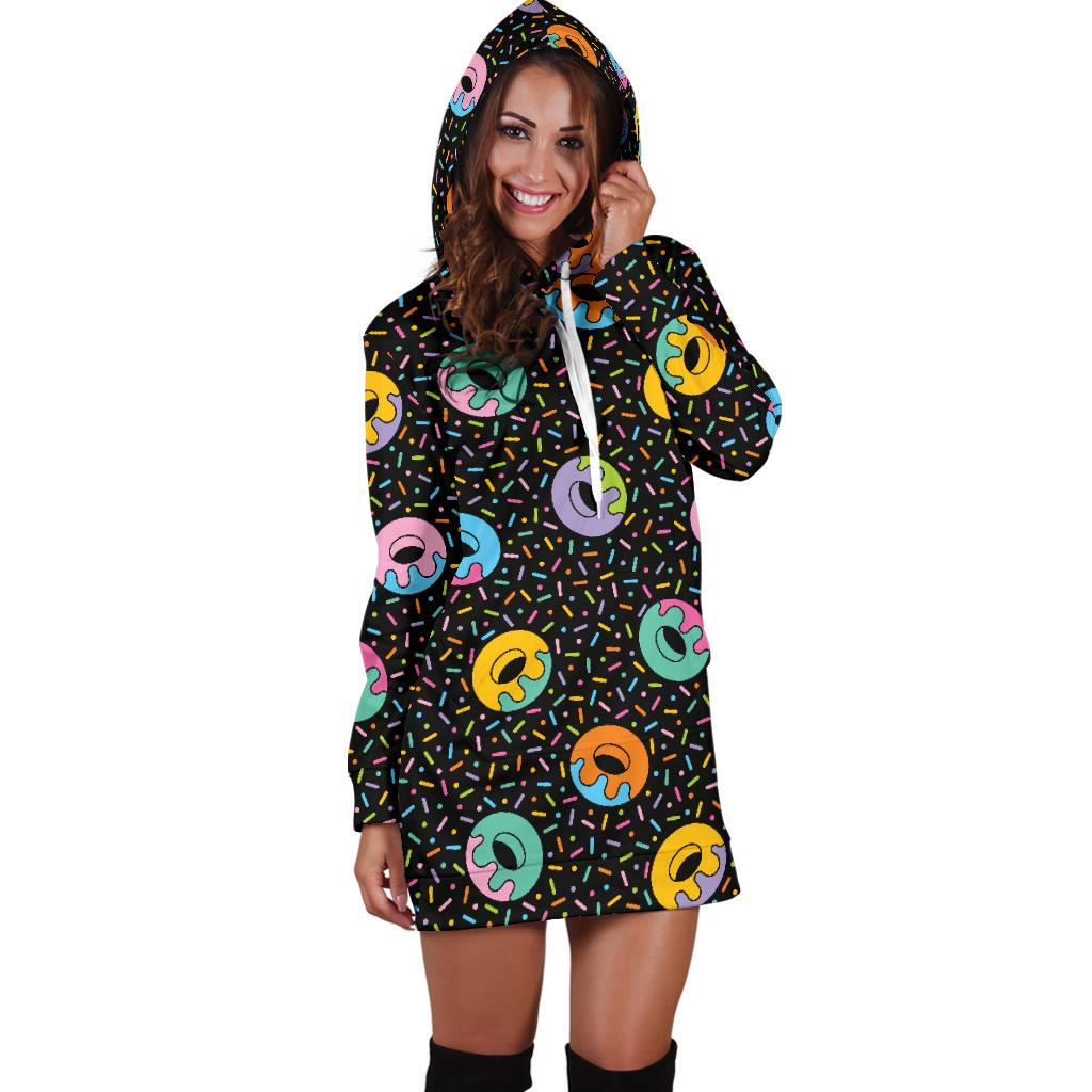 Donut Pattern Print Design DN012 Women Hoodie Dress