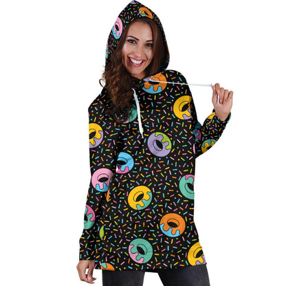 Donut Pattern Print Design DN012 Women Hoodie Dress