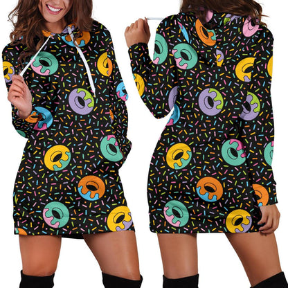 Donut Pattern Print Design DN012 Women Hoodie Dress