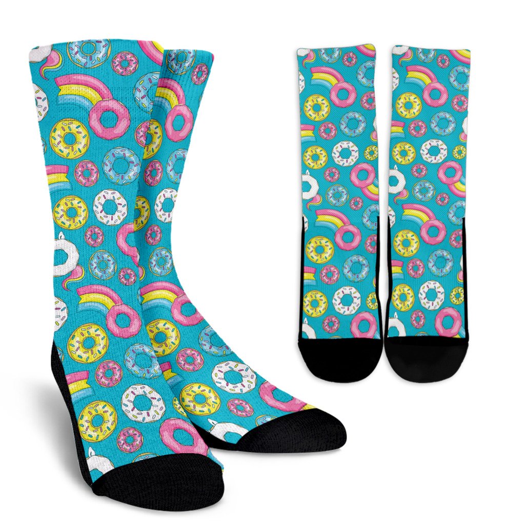 Donut Pattern Print Design DN013 Crew Socks-JORJUNE.COM