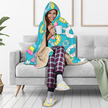 Donut Pattern Print Design DN013 Hooded Blanket-JORJUNE.COM